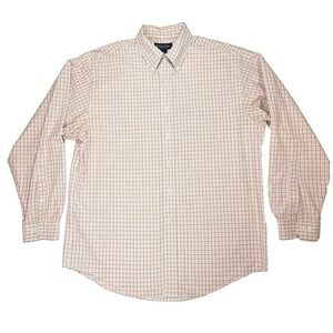 Brooks Brothers Long Sleeve Orange/Blue Plaid Button Up Cotton Men's Size Large